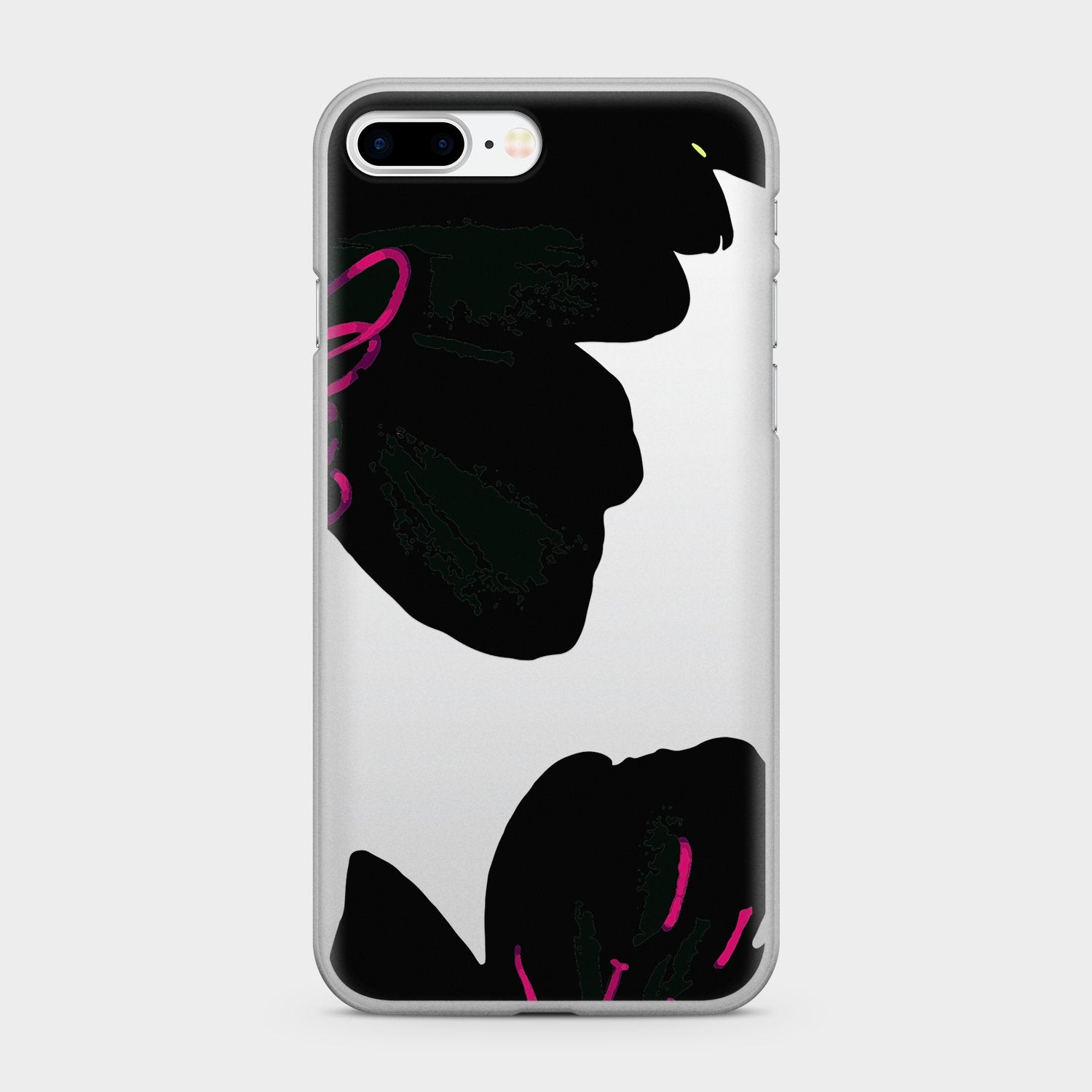 BLACK FLORAL clear iPhone case (D49)